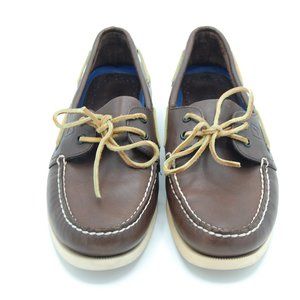 Sperry Top Sider Brown Leather Two Eyelet Lace up Boat Shoes Mens Size 9.5 M